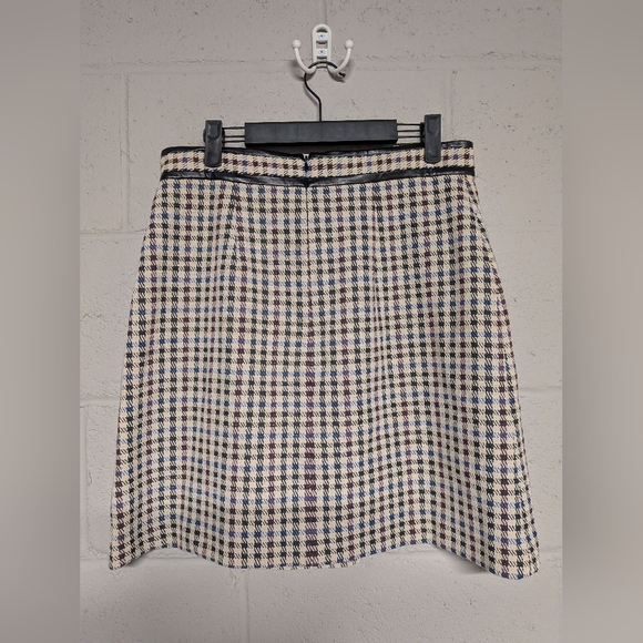 Ann Taylor Checkered Print Tweed Faux Wrap Mini Skirt 8P - Picture 3 of 9